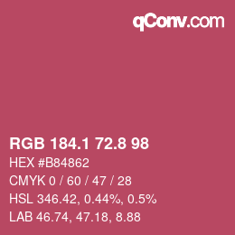 カラーコード: RGB 184.1 72.8 98 | qconv.com