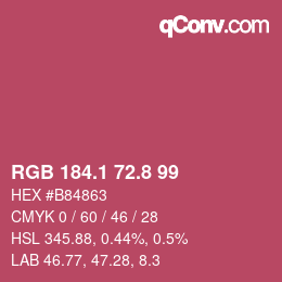 カラーコード: RGB 184.1 72.8 99 | qconv.com