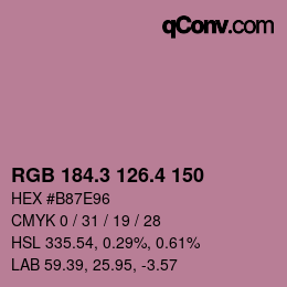 カラーコード: RGB 184.3 126.4 150 | qconv.com