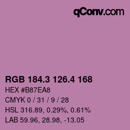 カラーコード: RGB 184.3 126.4 168 | qconv.com