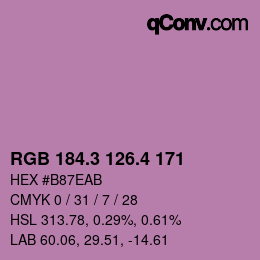 カラーコード: RGB 184.3 126.4 171 | qconv.com