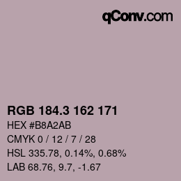 カラーコード: RGB 184.3 162 171 | qconv.com