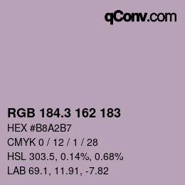 カラーコード: RGB 184.3 162 183 | qconv.com