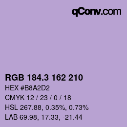 カラーコード: RGB 184.3 162 210 | qconv.com