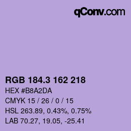カラーコード: RGB 184.3 162 218 | qconv.com