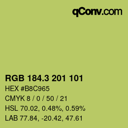 カラーコード: RGB 184.3 201 101 | qconv.com