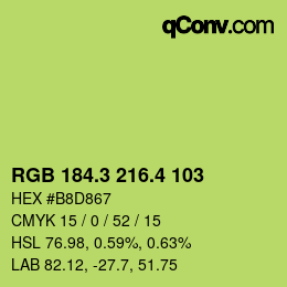 カラーコード: RGB 184.3 216.4 103 | qconv.com