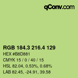 カラーコード: RGB 184.3 216.4 129 | qconv.com