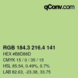 カラーコード: RGB 184.3 216.4 141 | qconv.com