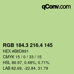 カラーコード: RGB 184.3 216.4 145 | qconv.com