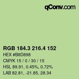 カラーコード: RGB 184.3 216.4 152 | qconv.com