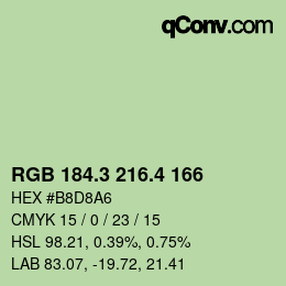 カラーコード: RGB 184.3 216.4 166 | qconv.com