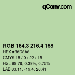 カラーコード: RGB 184.3 216.4 168 | qconv.com