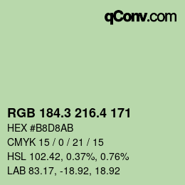 カラーコード: RGB 184.3 216.4 171 | qconv.com