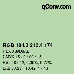 カラーコード: RGB 184.3 216.4 174 | qconv.com