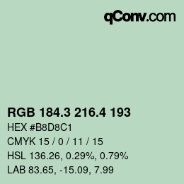 カラーコード: RGB 184.3 216.4 193 | qconv.com