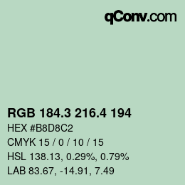 カラーコード: RGB 184.3 216.4 194 | qconv.com