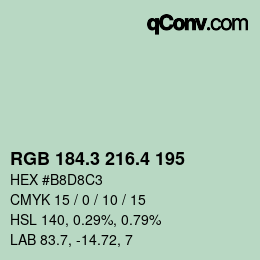 カラーコード: RGB 184.3 216.4 195 | qconv.com