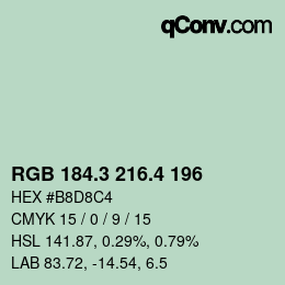 カラーコード: RGB 184.3 216.4 196 | qconv.com