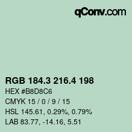 カラーコード: RGB 184.3 216.4 198 | qconv.com