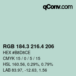 カラーコード: RGB 184.3 216.4 206 | qconv.com