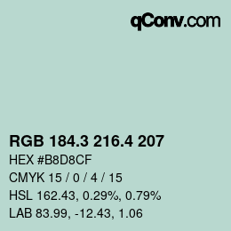 カラーコード: RGB 184.3 216.4 207 | qconv.com