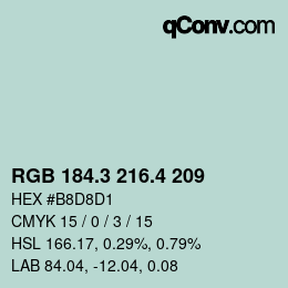 カラーコード: RGB 184.3 216.4 209 | qconv.com