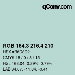 カラーコード: RGB 184.3 216.4 210 | qconv.com
