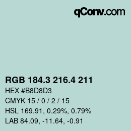 カラーコード: RGB 184.3 216.4 211 | qconv.com