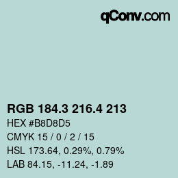 カラーコード: RGB 184.3 216.4 213 | qconv.com