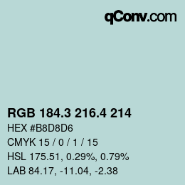 カラーコード: RGB 184.3 216.4 214 | qconv.com