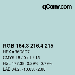カラーコード: RGB 184.3 216.4 215 | qconv.com