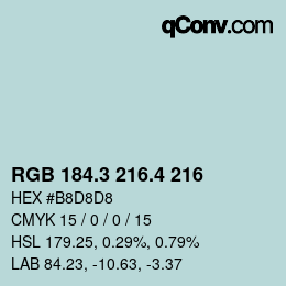 カラーコード: RGB 184.3 216.4 216 | qconv.com