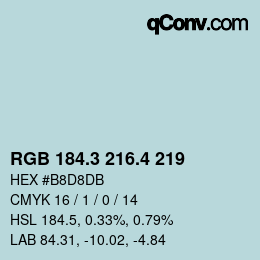 カラーコード: RGB 184.3 216.4 219 | qconv.com