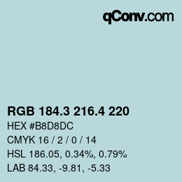 カラーコード: RGB 184.3 216.4 220 | qconv.com