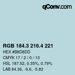 カラーコード: RGB 184.3 216.4 221 | qconv.com