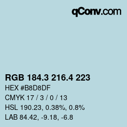カラーコード: RGB 184.3 216.4 223 | qconv.com