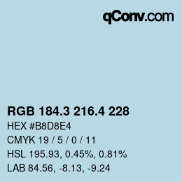 カラーコード: RGB 184.3 216.4 228 | qconv.com