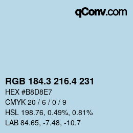 カラーコード: RGB 184.3 216.4 231 | qconv.com