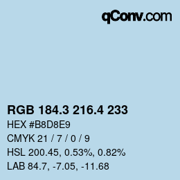 カラーコード: RGB 184.3 216.4 233 | qconv.com