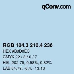 カラーコード: RGB 184.3 216.4 236 | qconv.com