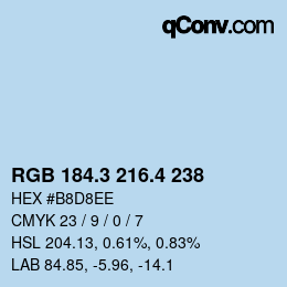 カラーコード: RGB 184.3 216.4 238 | qconv.com