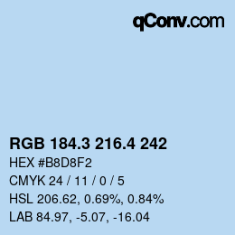 カラーコード: RGB 184.3 216.4 242 | qconv.com