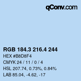 カラーコード: RGB 184.3 216.4 244 | qconv.com