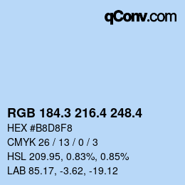 カラーコード: RGB 184.3 216.4 248.4 | qconv.com