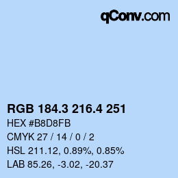 カラーコード: RGB 184.3 216.4 251 | qconv.com