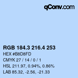 カラーコード: RGB 184.3 216.4 253 | qconv.com