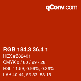 カラーコード: RGB 184.3 36.4 1 | qconv.com