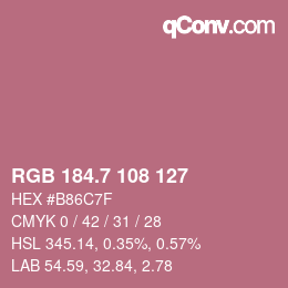 カラーコード: RGB 184.7 108 127 | qconv.com