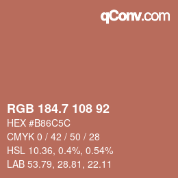 カラーコード: RGB 184.7 108 92 | qconv.com